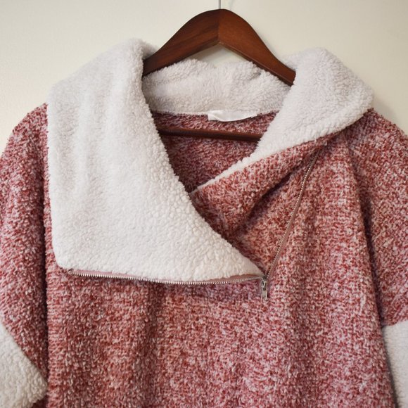 Kirundo color block teddy sherpa pullover with zipper neck - Picture 2 of 14